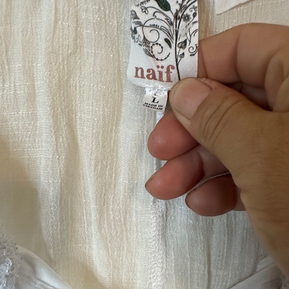 NAIF Flutter Sleeve White Mini Dress - Picture 3 of 5